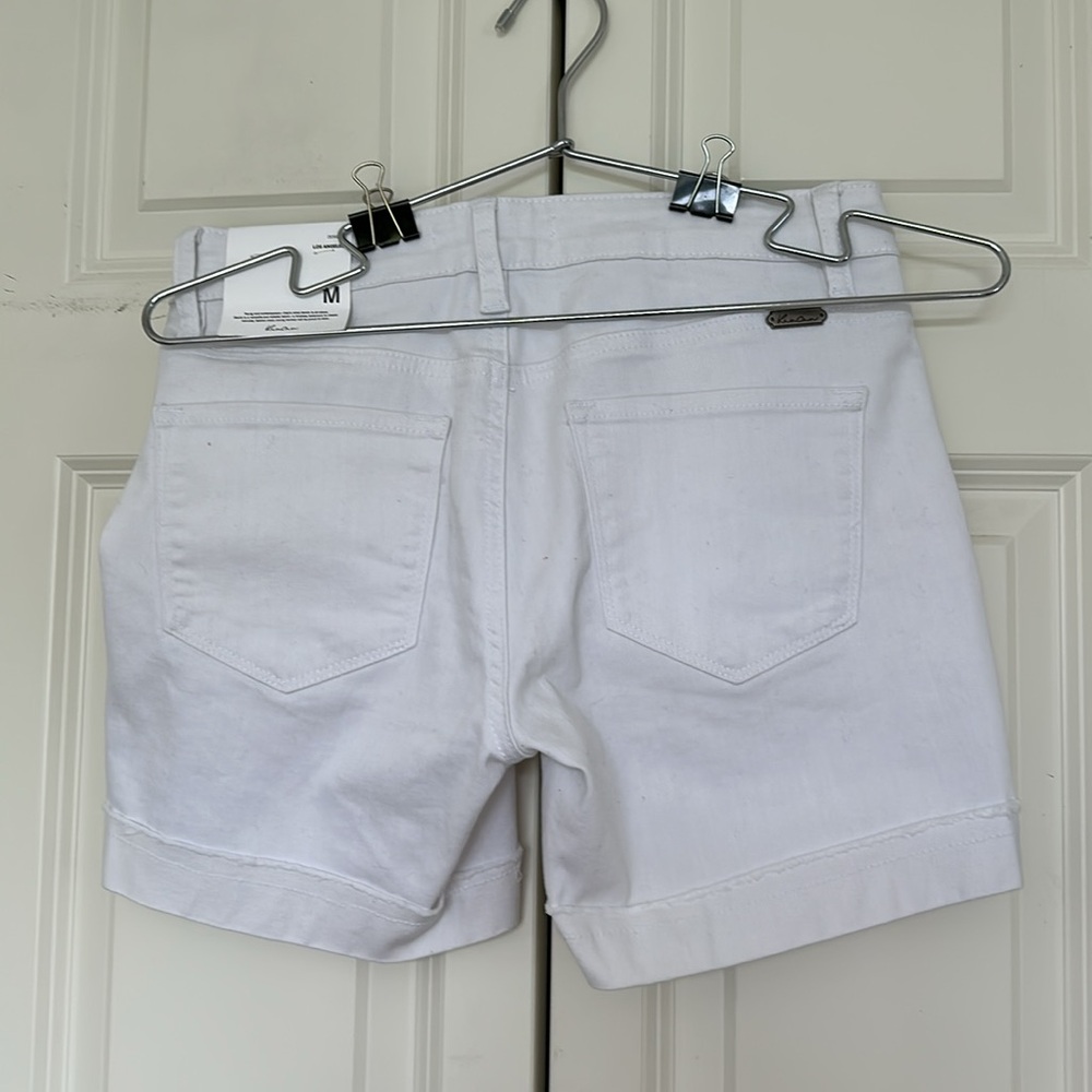 KANCAN white shorts modesty distressed sewn cuff mid rise Zip front NWT - Picture 6 of 9